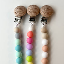 Load image into Gallery viewer, Silicone &amp; Natural Wood Pacifier Clip
